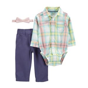 Carters Pastel Plaid 3-Piece Formal Dress Me Up Easter Outfit Baby Boy Size 9M